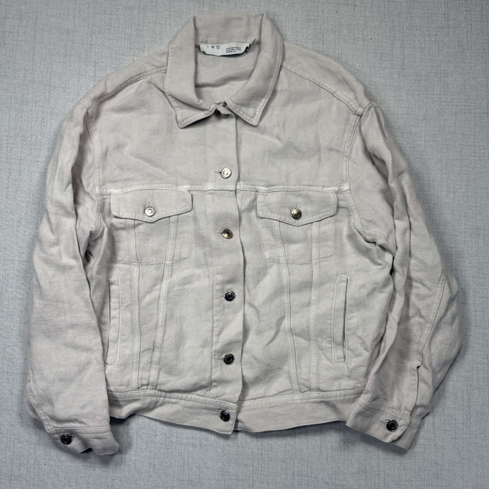 IRO Classic Linen Button Front Jacket Light Beige Natural Minimalist Chic 36